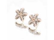 Pure Gold Plated Beads Rhinestone Starfish Earring Sea Star Ear Stud