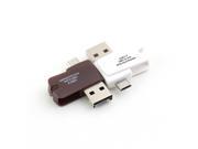 2 in 1 TF Card Reader with OTG USB 2.0 Micro USB for PC and Phone brown