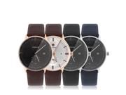 WWOOR Luxury Men s Watches Faux Leather Quartz Analog Dress Wrist Watch