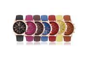 Chic Roman Numerals Analog Quartz Womens Faux Leather Wrist Watch Gift