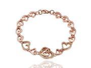 Women Rose Gold Plating Heart Link Chain Bracelet Charm Jewelry Gift New