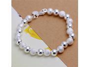 8mm Silver Plating Interval Round Matte Ball Beads Bracelet Bangle Jewelry