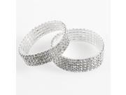3 4 5 Rows Charming Stretch Clear Rhinestone Crystal Bracelet Bridal Bangle