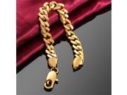 20cm 10mm Fashion Gold Plating Charm Flat Curb Link Bracelet Bangle Jewelry