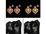 Fashion Jewelry Women s Hollow Heart Crystal Ear Stud Dangle Earrings Gift