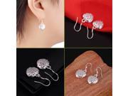 Women Silver Plated Mini Hollow Heart Dangle Hook Earrings Jewelry