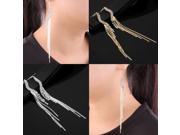1 Pair Women Party Jewelry Crystal Rhinestone Long Tassel Dangle Earrings