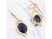 Luxury Women Lady Gold plated Blue Gemstone Earrings Pendant Party Casual