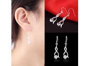 Women Silver Plated Twist Crystal Dangle Hook Earrings Charm Jewelry