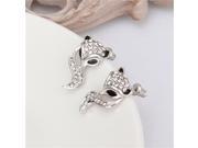 1 Pair Women Elegant Platinum Plating Fox Ear Pins Studs Eardrop Earrings