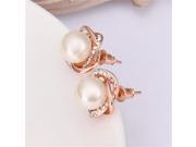 Artificial Pearl Flower Shaped Rose Gold Plated Earrings Accessory Gift
