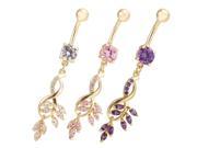 Women s Fashion Flower Crystal Belly Bar Button Body Piercing Navel Ring Gift