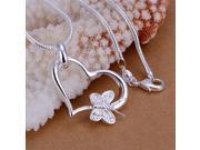 P090 Girls Lady Silver Plated Butterfly Heart Pendant Jewelry Gift New
