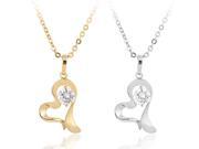 Women Girl Gold Silver Plated Lover Heart Crystal Pendant Necklace Chain Gift