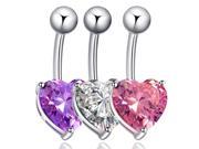 Women s Charm Crystal Heart Love Belly Button Bar Body Piercing Navel Ring