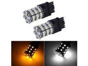 2x 3157 60SMD Dual Color Switchback White Amber Turn Signal LED Light Bulbs