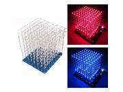 3D Squared DIY Kit 8x8x8 3mm LED Cube White LED Blue Red Light PCB Board
