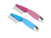 New Pet Dog Cat Flea Comb Grooming Brush Stainless Steel Comb Pink Blue