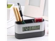 New Desk Digital Alarm Clock Pen Holder Calendar Thermometer Timer Gifts