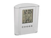 Grey Transparent ABS multi functions Digital Desk Pen Pencil Holder LCD Alarm Clock Thermometer Calendar Display