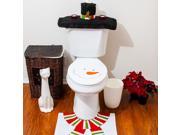 Christmas Decorations Happy Santa Toilet Seat Cover Rug Bathroom Set Snowman