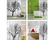 Stylish Black Scenery Tree Design Bathroom Waterproof Fabric Shower Curtain