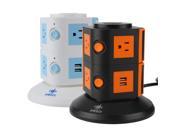 2Layers 7 Ways Power Multi Switched Vertical Socket 2 USB Jack Charger 1.8m