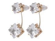 Women Luxury Square Ziron Ear Stud Earrings Jewelry Wedding 1 Pair Safe Golden