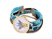 Women Wristwatch Giraffe Watch Knit Woven Strap Long Colorful Bracelet Chain blue