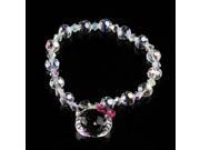 Cute Transparent Crystal Bead Cat Head Bracelet Sweet Bangle Jewelry Gift Transparent