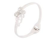 Fashion Crystal Love Heart Charm Women Bangle Cuff Bracelet Gift NEW Silver