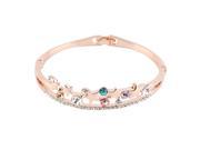 Crystal Rhinestone Queen Princess Crown Bangle Bracelet Cuff Jewelry Gift Gold