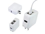 4 Ports 3.1A USB Rapid High Speed Quick Wall Charger For Cellphone Tablet White UK plug