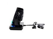 Blue Compact Portable Double Cold Air Fan for Desk Office Car 12V