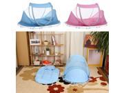 Portable Foldable Baby Kids Infant Bed Dot Zipper Canopy Mosquito Net Tent PINK
