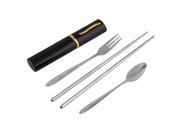 Camping Travel Outdoor Portable Stainless Steel Fork Spoon Chopsticks Set