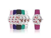 Unisex Lovers Santa Claus ELK Pattern Dial Solid PU Leather Strap Wrist Watch