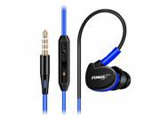 Wired 3.5mm Stereo In Ear Earphones Noise Cancelling Bass Waterproof Headset blue
