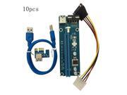 10PCS/SET PCI-E PCI Express 1X to 16X Riser Card USB 3.0 Cable SATA to 4Pin IDE Power Cord Molex Power for BTC Miner Machine blue 10PCS/SET PCI-E PCI Express 1X to 16X Riser Card USB 3.0 Cable SATA to 4Pin IDE Power Cord Molex Power for BTC Miner Machine blue