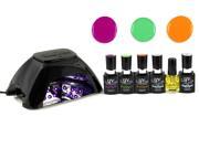 UV NAILS Salon Quality UV Gel Nail Polish Starter Kit with Black LED Lamp Colors NE 2 NE 3 NE 6