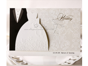 50pcs BHands Concave Convex Wedding Invitation Cards With Envelopes Seals Custom Personalized Printing HQ0087 50