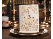 50pcs Wishmade Laser Cutting Champagne Wedding Invitation Cards With Envelopes Seals Custom Personalized Printing HQ1010 50