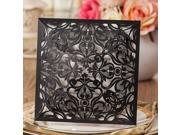 50PCS Wishmade Black Lace Laser Cutting Bronzing Wedding Invitation Cards with Flowers HQ1133 50