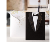 12PCS BHands Bronzing Concave Convex Invitation Cards With Vintage Gowns of Groom and Bride HQ0054 12