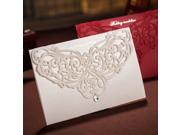 50PCS Wishmade Beautiful Laser Cutting Lace Wedding Invitation Cards with Rhinestone Flowers HQ0058 50