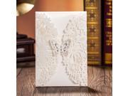 50PCS Wishmade White Laser Cutting Lace Wedding Invitations with Butterfly Hollow Flowers HQ1141 50