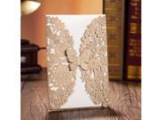 12PCS Wishmade Laser Cutting Bronzing Wedding Invitations with Butterfly Hollow Favors HQ1137 12
