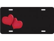 Offset Red Hearts On Black License Plate