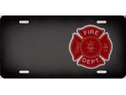 Fire Fighter Logo Offset On Black License Plate
