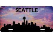 Seattle Skyline Silhouette Metal License Plate